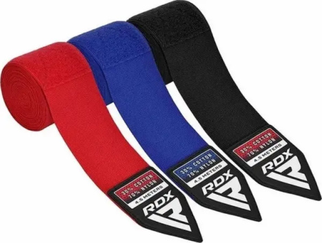Бинти боксерські RDX HAND WRAPS червоні, чорні, сині (3 пари по 4.5 м) HWC-RBU+