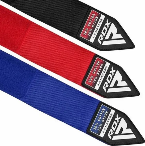 Бинти боксерські RDX HAND WRAPS червоні, чорні, сині (3 пари по 4.5 м) HWC-RBU+