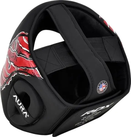 Шолом боксерський RDX HEAD GUARD NEW AURA F17 чорно-червоний HGR-F17BR