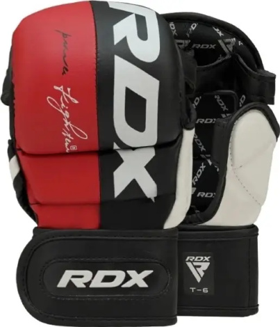 Рукавички MMA RDX GRAPPLING GLOVES REX T6 PLUS червоно-чорно-білі GGR-T6R