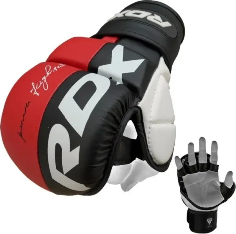 Рукавички MMA RDX GRAPPLING GLOVES REX T6 PLUS червоно-чорно-білі GGR-T6R