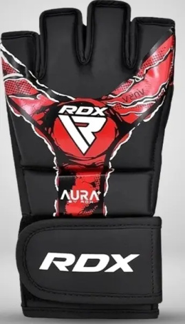 Рукавички MMA RDX GRAPPLING GLOVES NEW AURA F17 чорно-червоні GGR-F17BR