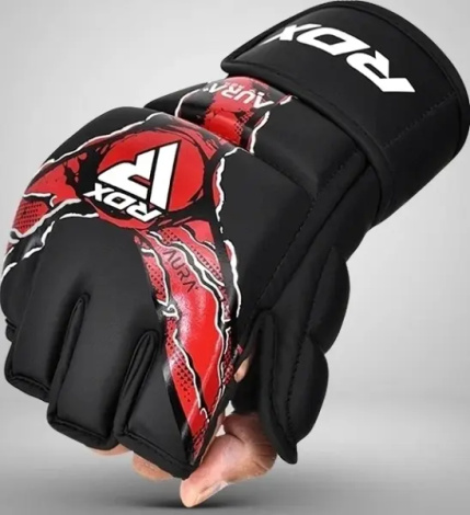 Рукавички MMA RDX GRAPPLING GLOVES NEW AURA F17 чорно-червоні GGR-F17BR