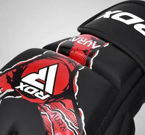Рукавички MMA RDX GRAPPLING GLOVES NEW AURA F17 чорно-червоні GGR-F17BR