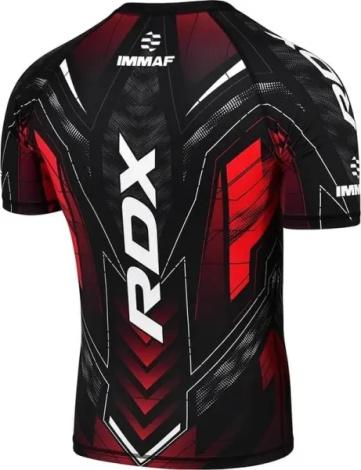 Футболка компресійна RDX COMPRESSION SHIRT HALF SLEEVES IMMAF-1 чорно-червона CSH-IMF-1R