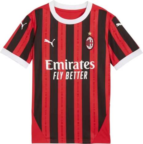 Футболка подростковая Puma AC MILAN 24/25 REPLICA (Милан) домашняя красно-черно-белая 774984-01