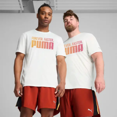 Футболка Puma RUN FAVORTIES FOREVER FASTER бело-оранжево-коралловая 526146-02