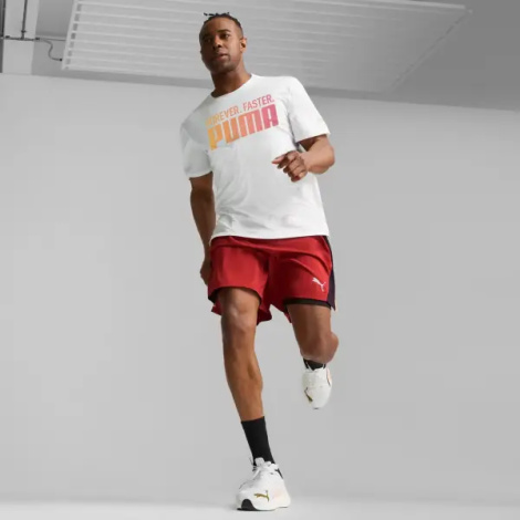 Футболка Puma RUN FAVORTIES FOREVER FASTER бело-оранжево-коралловая 526146-02