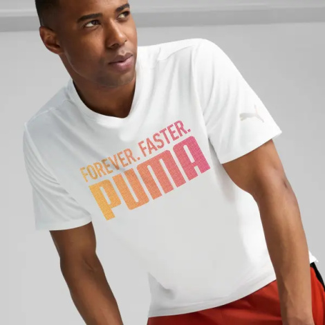 Футболка Puma RUN FAVORTIES FOREVER FASTER бело-оранжево-коралловая 526146-02