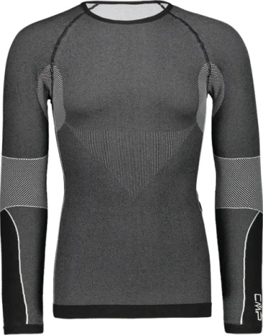 Термобелье футболка с длинным рукавом CMP MAN SEAMLESS SWEAT темно-серо-черная 3Y97800-U901