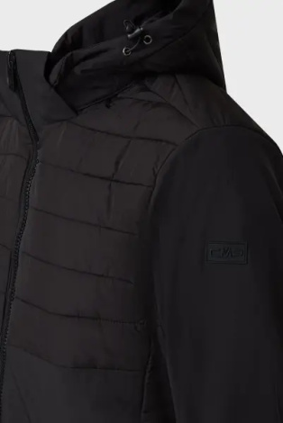 Куртка CMP JACKET HYBRID ZIP HOOD черная 32K3247-U901
