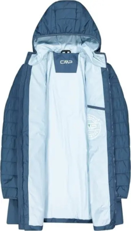 Куртка женская CMP JACKET LONG FIX HOOD INSULATED темно-синяя 32K1556-M928