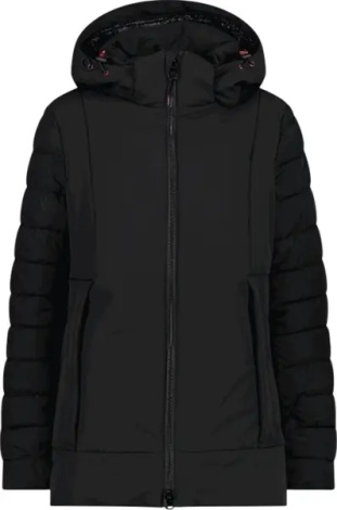 Куртка женская CMP JACKET LONG ZIP HOOD WATERPROOF черная 32K1516-U901