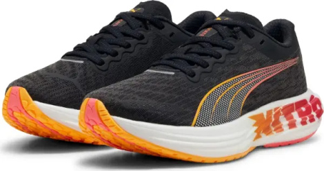 Кроссовки беговые женские Puma DEVIATE NITRO 2 черно-оранжево-красные 309698-01