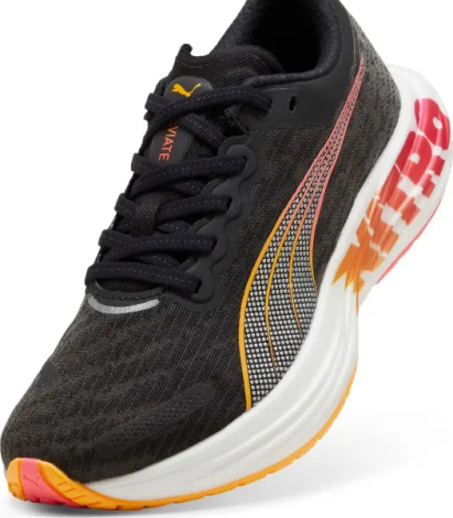 Кроссовки беговые женские Puma DEVIATE NITRO 2 черно-оранжево-красные 309698-01